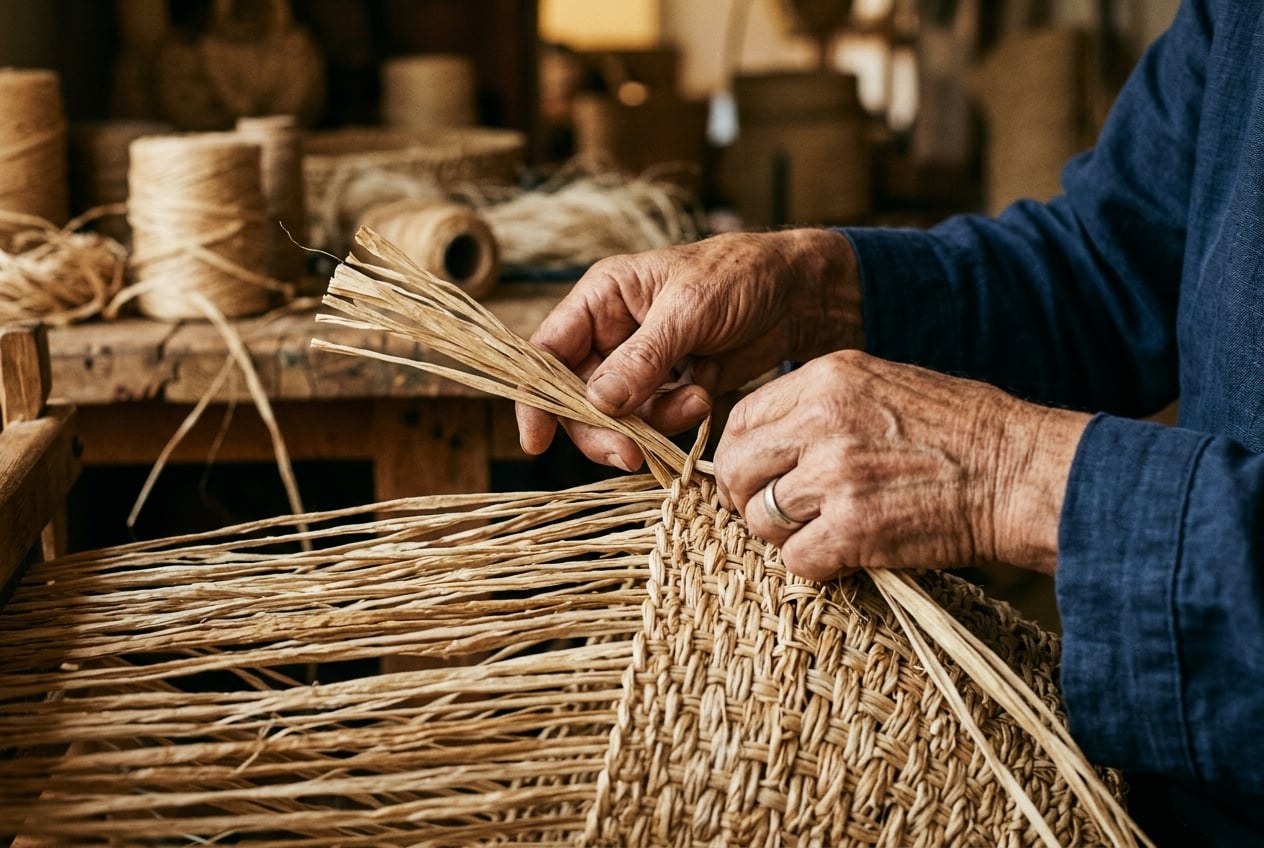Artisanes tressant le raphia